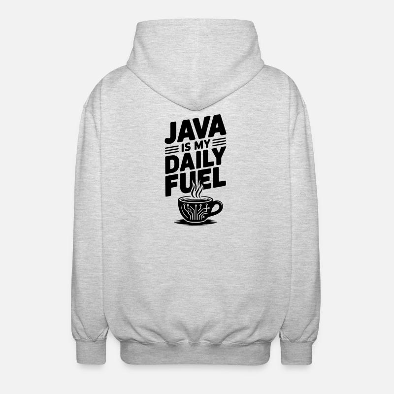 Java est mon carburant quotidien - Veste à capuche unisexe - gris clair chiné