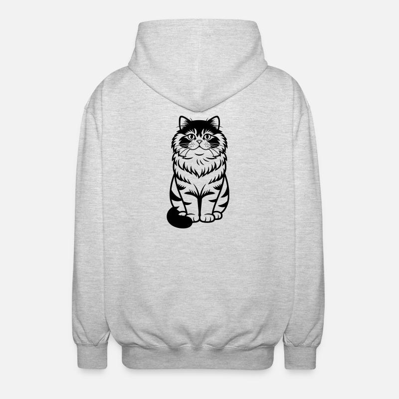 Chat persan - Veste à capuche unisexe - gris clair chiné