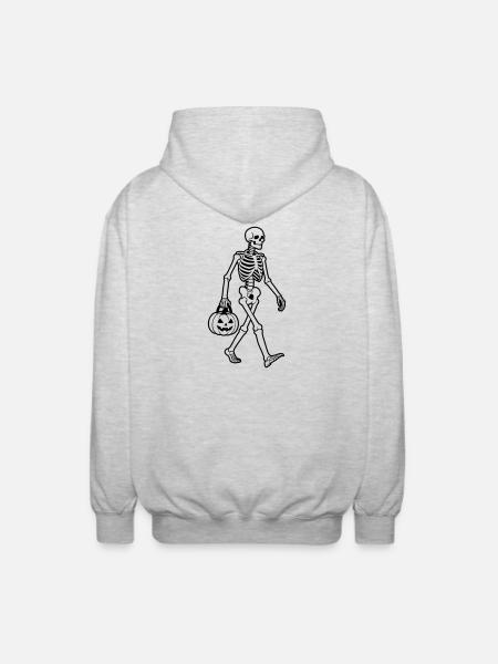 Skeleton Halloween - Unisex Hooded Jacket - light heather grey