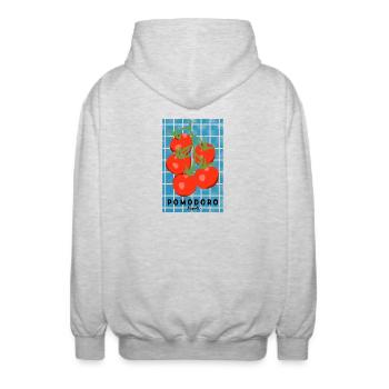 Tomato Girl Summer - Unisex Kapuzenjacke - Hellgrau meliert - Hinten - AI Model Male 185 light (185cm)