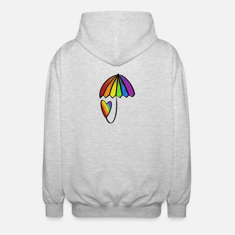 Regenbogen Herz mit Schirm - Unisex Kapuzenjacke - Hellgrau meliert