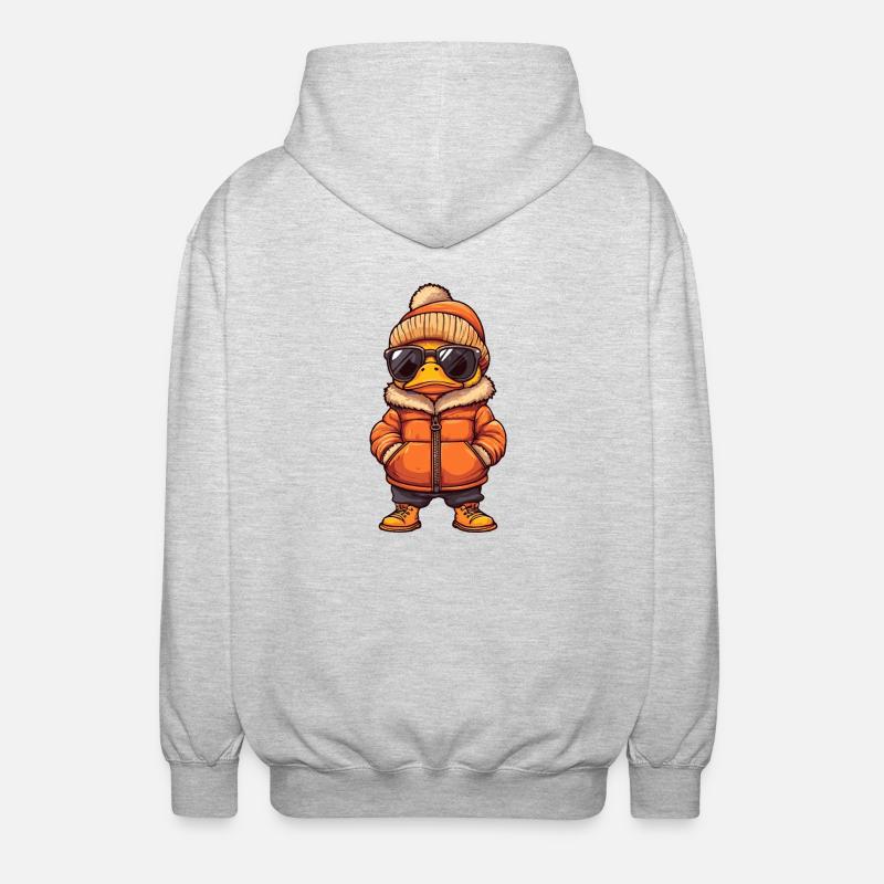 Bande dessinée d’hiver de canard - Veste à capuche unisexe - gris clair chiné