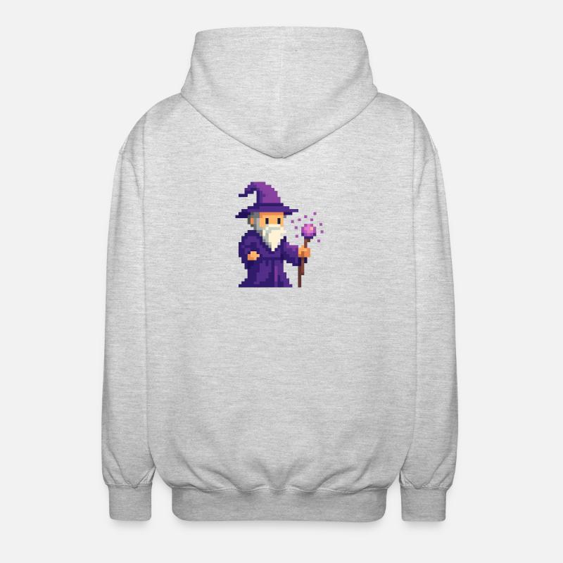 Pixel wizard dans le scintillement violet - Veste à capuche unisexe - gris clair chiné