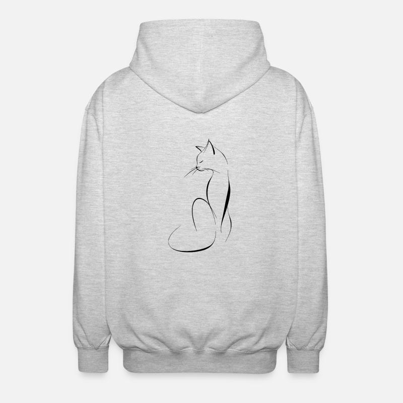 Dessin au trait élégant de chat - Veste à capuche unisexe - gris clair chiné