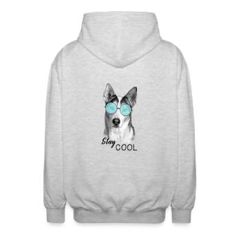 Chien - Reste cool - Veste à capuche unisexe - gris clair chiné - Dos - AI Model Male 185 light (185cm)