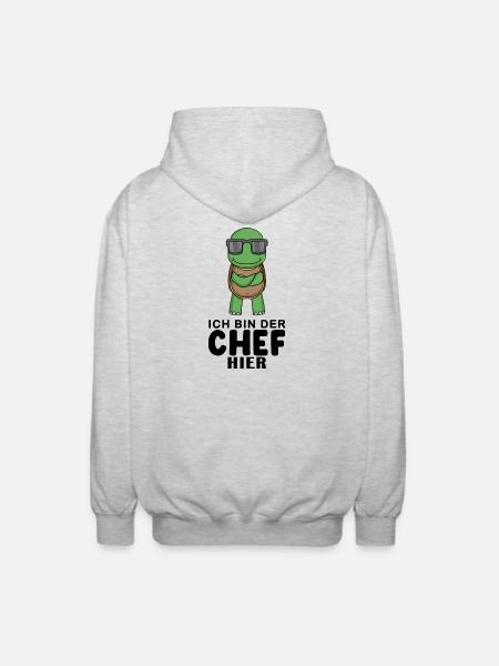 Chef Spruch mit Schildkröte Motiv - Unisex Kapuzenjacke - Hellgrau meliert