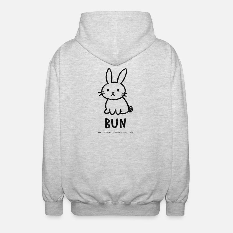 Chignon graphique naïf – Imprimé devant - Veste à capuche unisexe - gris clair chiné