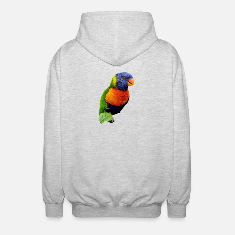 Bunter Lorikeet Druckdesign - Unisex Kapuzenjacke - Hellgrau meliert