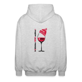 fröhliches WEIN achten ;-) - Unisex Kapuzenjacke - Hellgrau meliert - Hinten - AI Model Male 185 light (185cm)