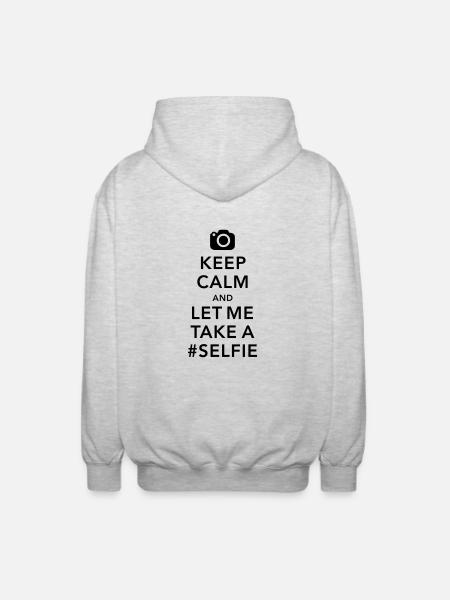 funny Keep calm take a selfie #selfie meme - Unisex Hooded Jacket - light heather grey