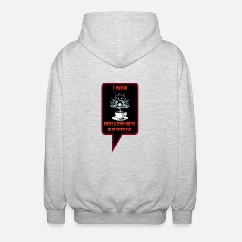 Dämon im Kaffee - Unisex Kapuzenjacke - Hellgrau meliert