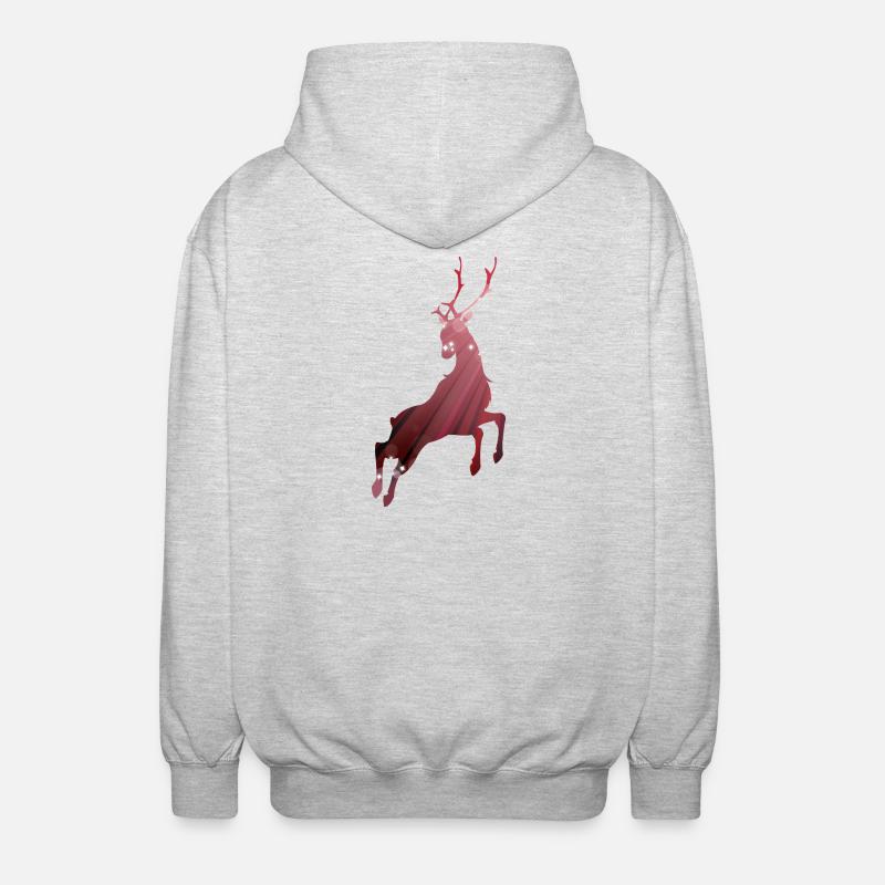 Umriss eines springenden Hirsches - Unisex Kapuzenjacke - Hellgrau meliert