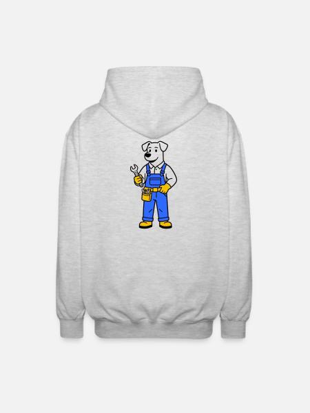 dog plumber - Unisex Hooded Jacket - light heather grey