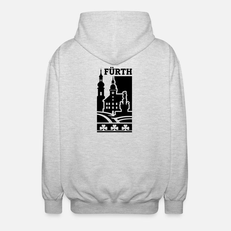 Fürth Silhouette Wahrzeichen - Unisex Kapuzenjacke - Hellgrau meliert