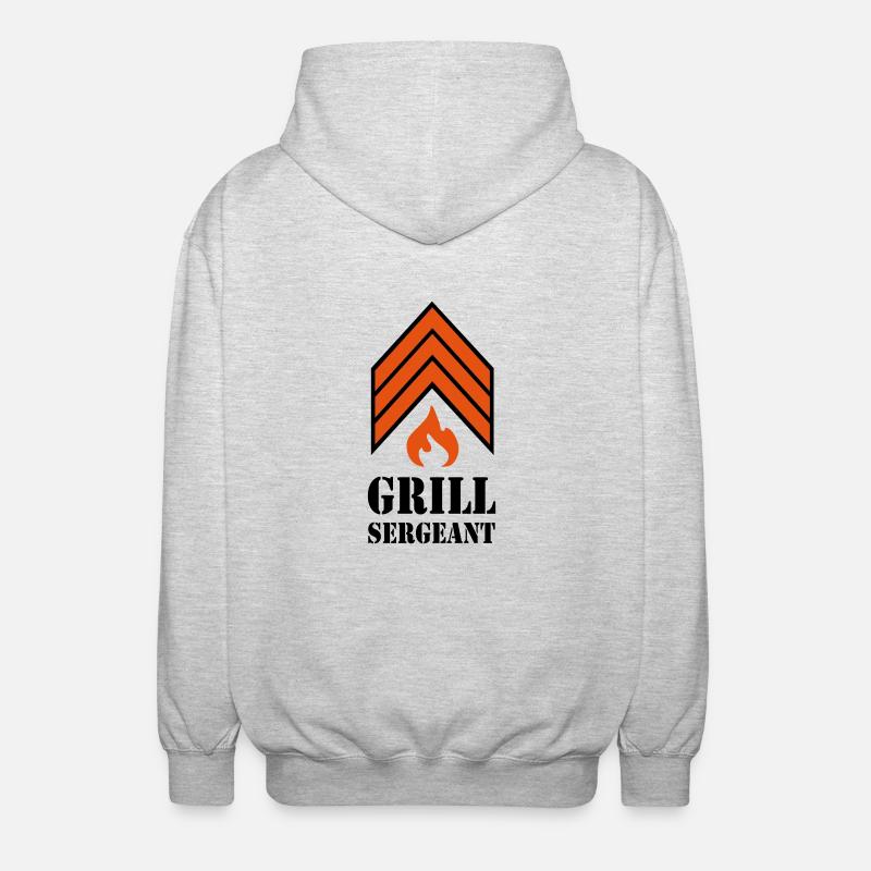 Grillen - Grillsergeant - Unisex Kapuzenjacke - Hellgrau meliert