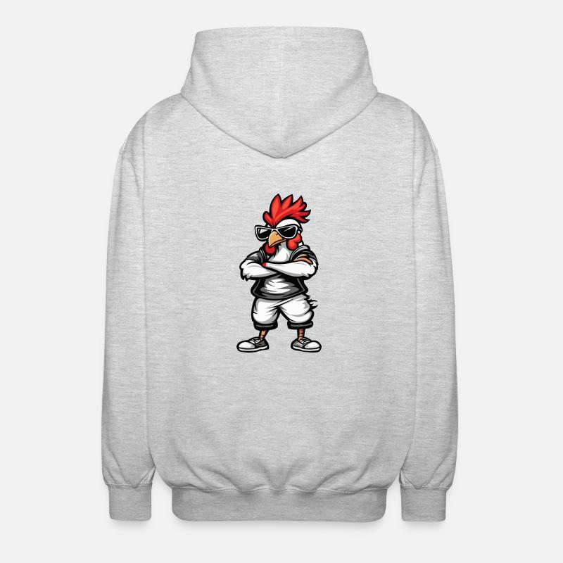 Hahn Comic Cool - Unisex Kapuzenjacke - Hellgrau meliert