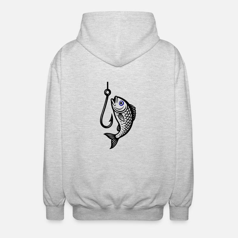 Fish Hook Fish Icon - Unisex Hooded Jacket - light heather grey
