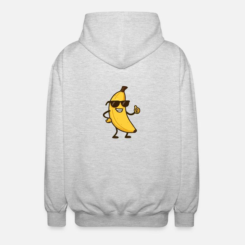 Banan tegneserie - Unisex hættejakke. - lysegrå meleret