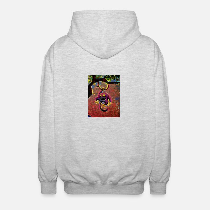 Purple monkey in a tree - Unisex Hooded Jacket - light heather grey