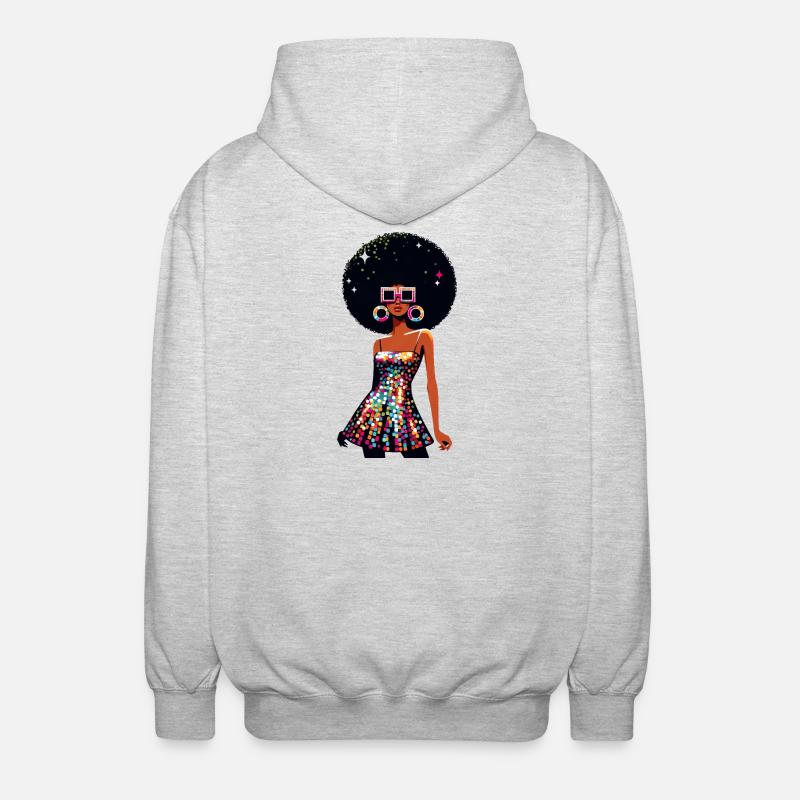 Disco Afro Glam Sequins Design - Veste à capuche unisexe - gris clair chiné