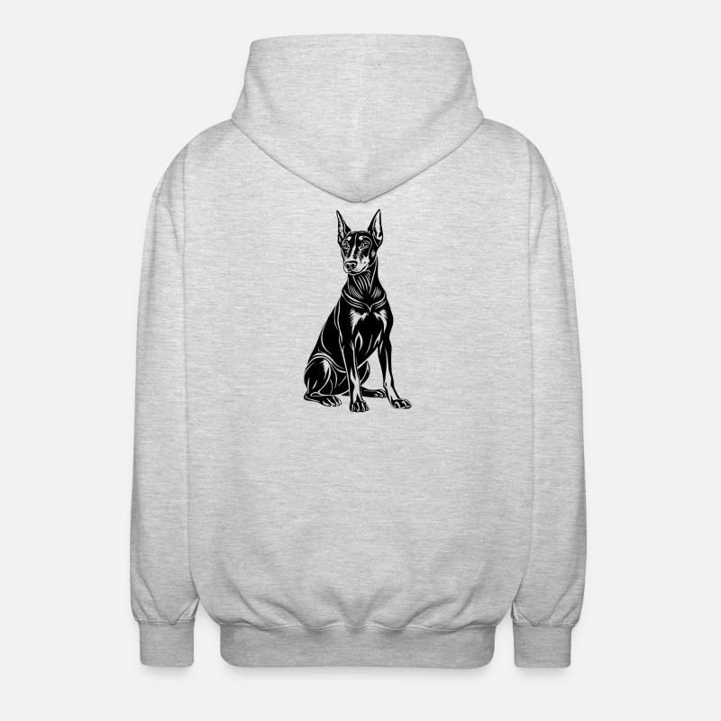 Assis par le doberman - Veste à capuche unisexe - gris clair chiné
