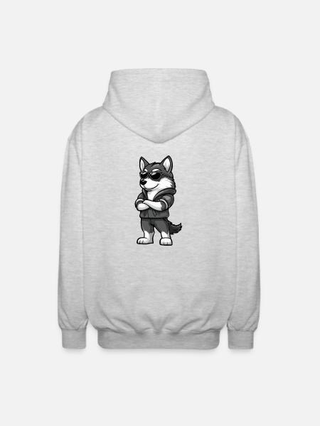 Husky Hund Cool - Unisex Kapuzenjacke - Hellgrau meliert