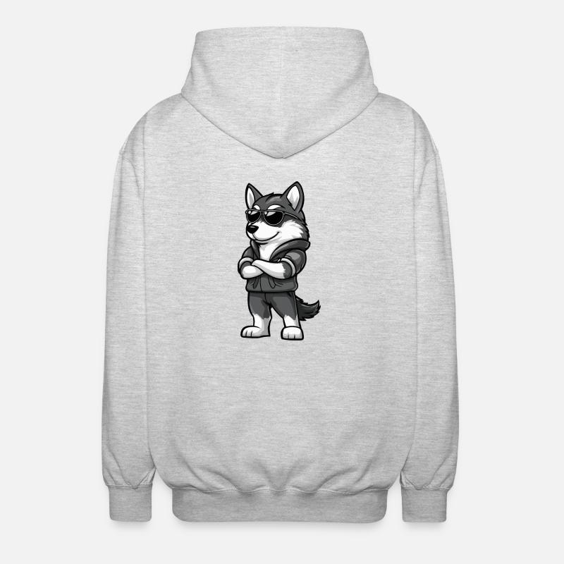 Husky Hund Cool - Unisex Kapuzenjacke - Hellgrau meliert