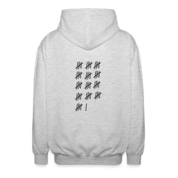 66 Striche // Geburtstag // Jubiläum // Geschenk - Unisex Kapuzenjacke - Hellgrau meliert - Hinten - AI Model Male 185 light (185cm)