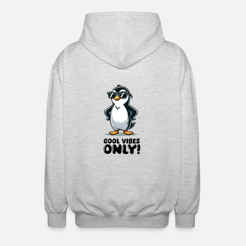 pinguin comic cool - Unisex Kapuzenjacke - Hellgrau meliert