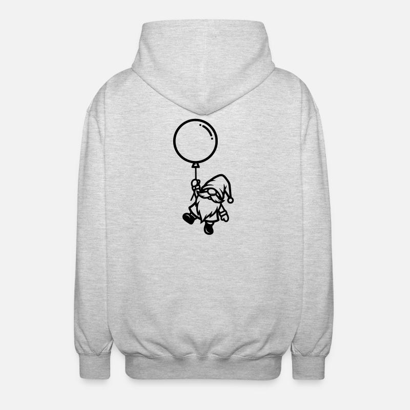 Wichtel mit Luftballon Silhouette - Unisex Kapuzenjacke - Hellgrau meliert
