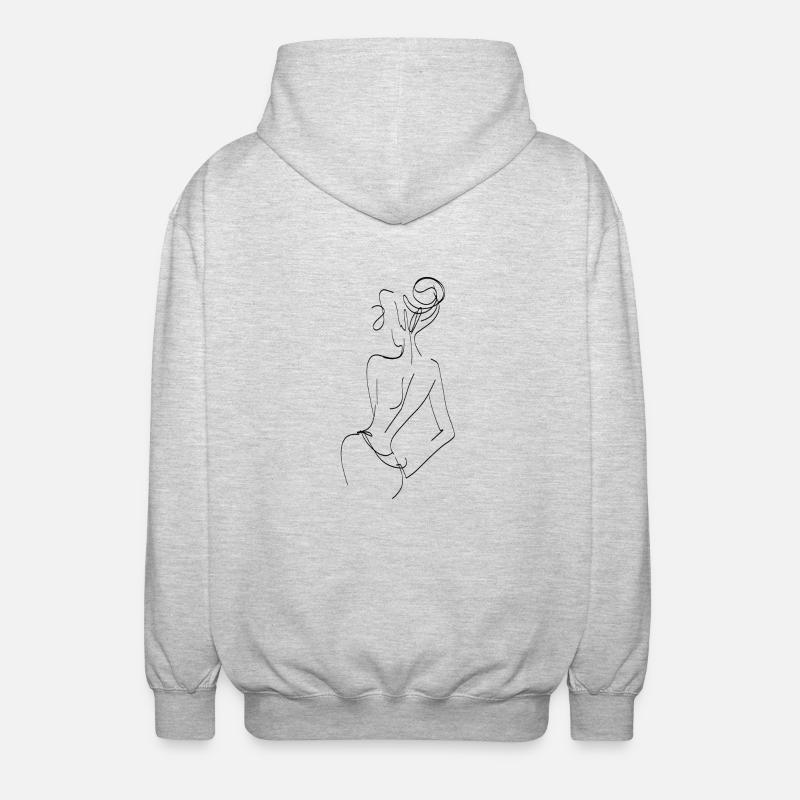 Frau Silhouette Line - Unisex Kapuzenjacke - Hellgrau meliert