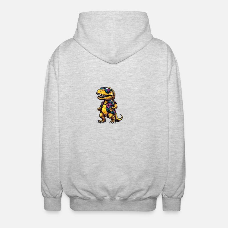 Dinosaurier T-Rex Cool Sommer - Unisex Kapuzenjacke - Hellgrau meliert