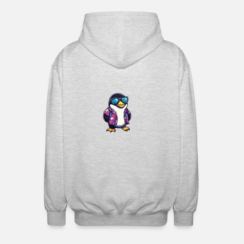 Pinguin Comic Cool Sommer - Unisex Kapuzenjacke - Hellgrau meliert