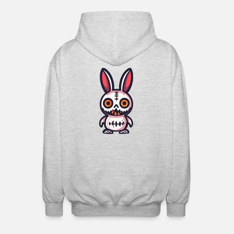 Lapin Halloween Bande dessinée Drôle - Veste à capuche unisexe - gris clair chiné