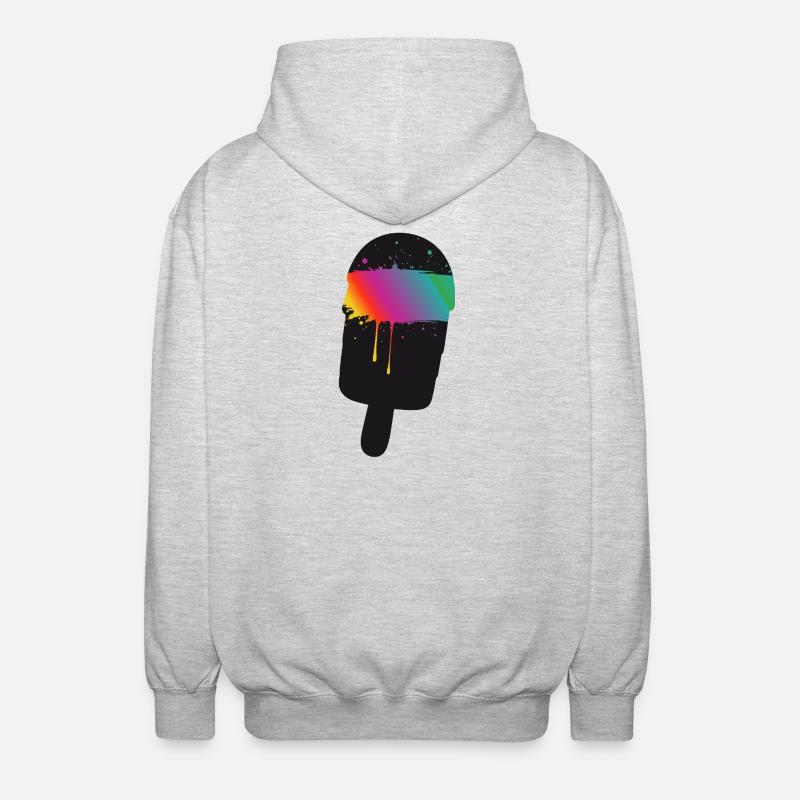 Regenbogen Eis Silhouette Street Art Style  - Unisex Hooded Jacket - light heather grey