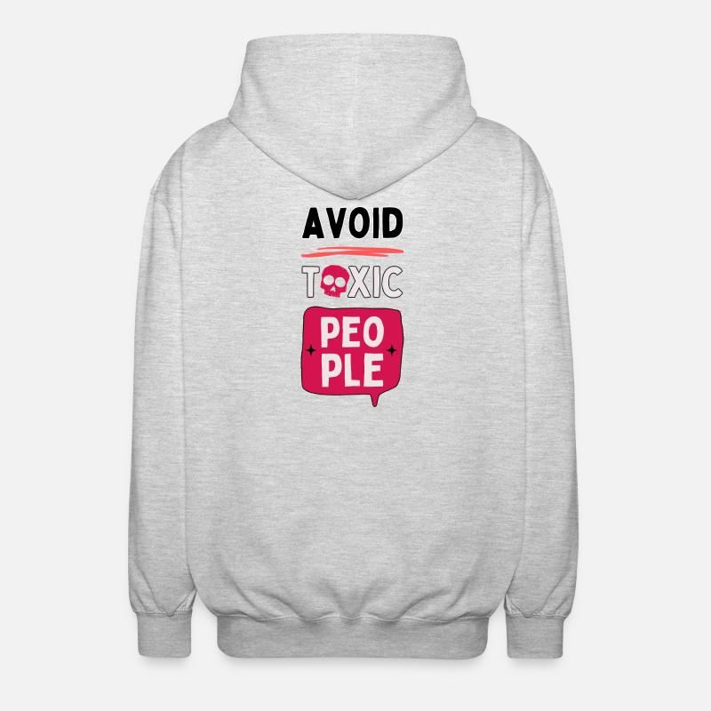 Avoid toxic people - skull - Unisex Hooded Jacket - light heather grey