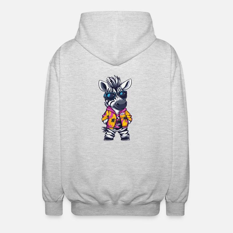Zebra Comic Funny Summer - Unisex Hooded Jacket - light heather grey