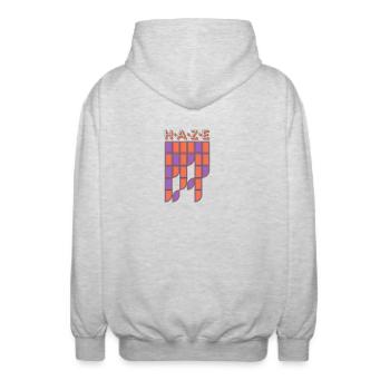 Schriftzug grafisch - Unisex Kapuzenjacke - Hellgrau meliert - Hinten - AI Model Male 185 light (185cm)