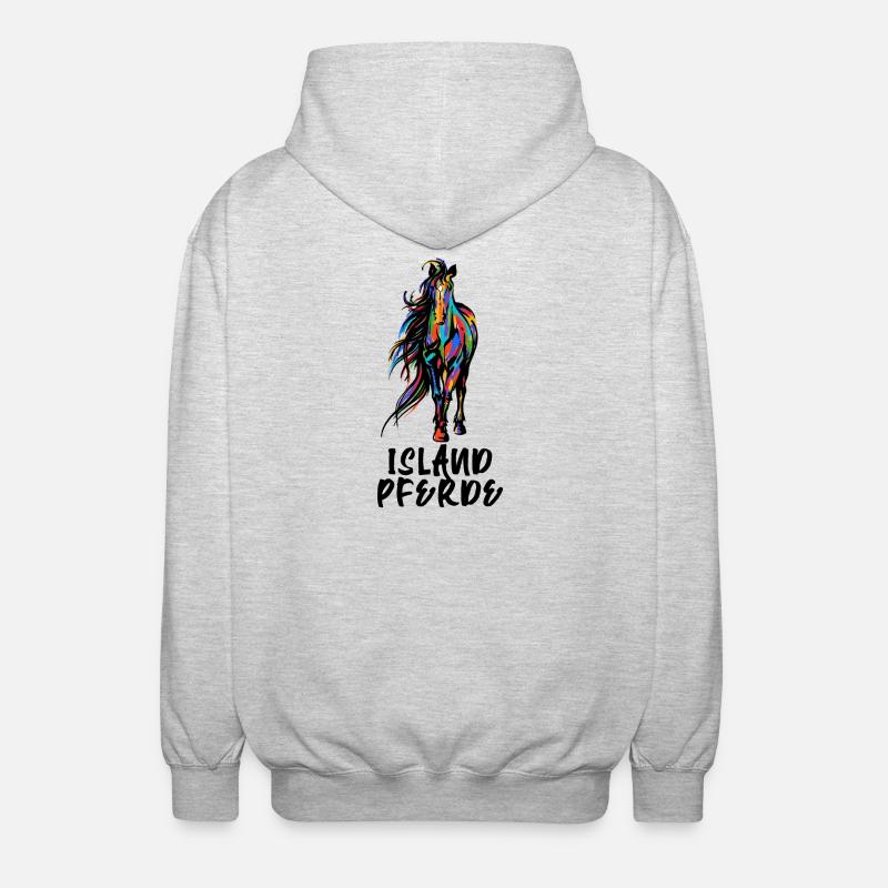 Cool Isländer Pferde Statement Islandpferde - Unisex Kapuzenjacke - Hellgrau meliert
