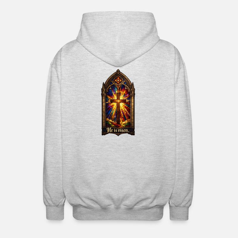 Resurrection He is Risen Easter Jesus - Unisex Hooded Jacket - light heather grey