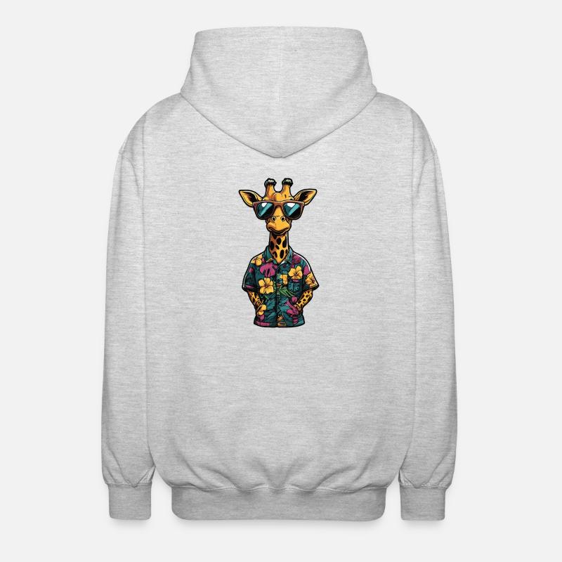 Giraffe Comic Urlaub - Unisex Kapuzenjacke - Hellgrau meliert