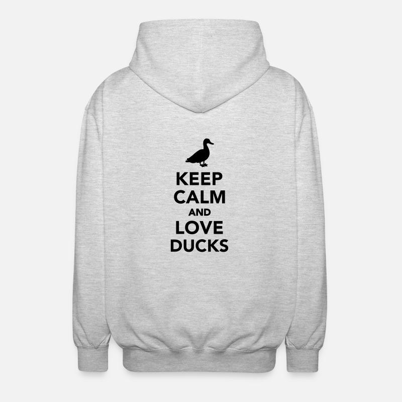 Keep calm and love ducks - Unisex Hooded Jacket - light heather grey