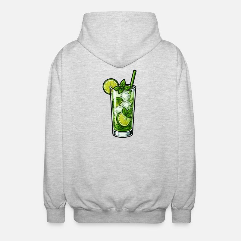 Mint Lime Mojito Illustration - Unisex Hooded Jacket - light heather grey