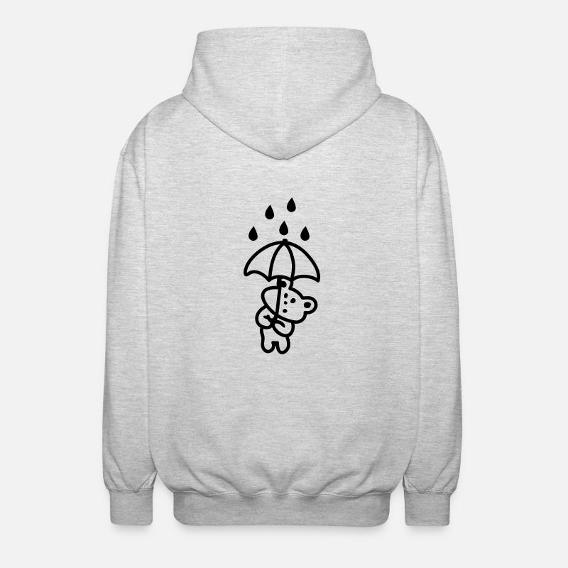 Bear in the Rain - Line - Unisex Hooded Jacket - light heather grey