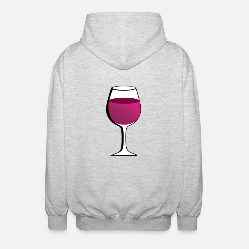 Glas mit rotem Wein - Unisex Kapuzenjacke - Hellgrau meliert