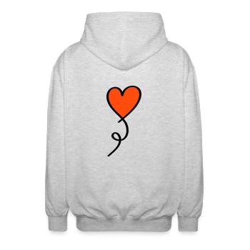 Heart on a thread two-tone - Unisex Hooded Jacket - light heather grey - Back - AI Model Male 185 light (185cm)