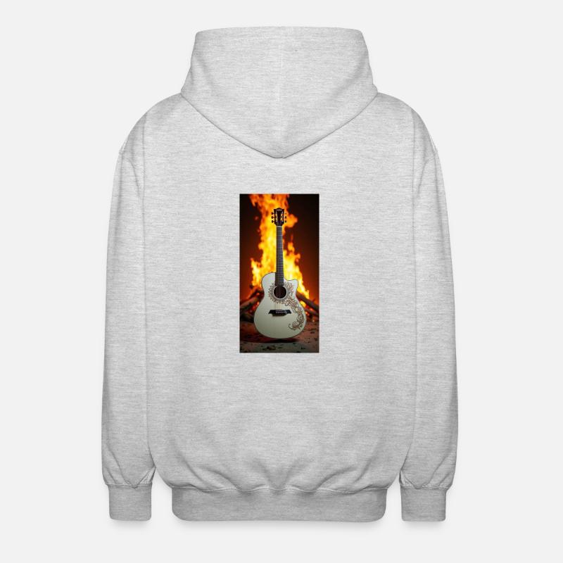 Guitare devant le feu - Veste à capuche unisexe - gris clair chiné