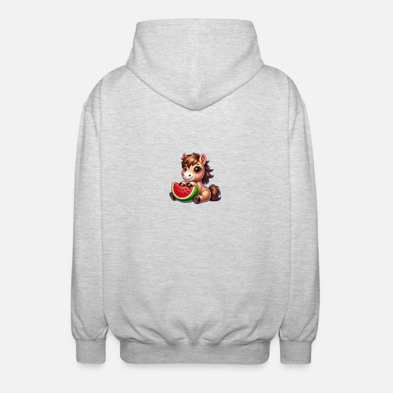 Fruité Cheval d’été Pastèque - Veste à capuche unisexe - gris clair chiné