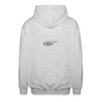 Garden Veggies lettering - Unisex Hooded Jacket - light heather grey - Back - AI Model Male 185 light (185cm)