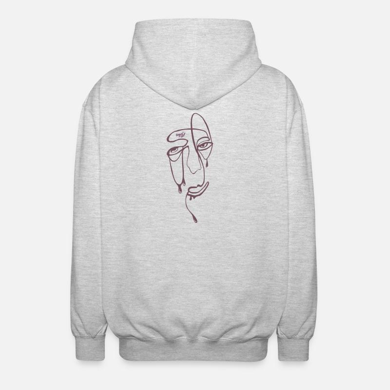 Tear Lines Portrait - Unisex Hooded Jacket - light heather grey